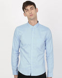 Basic Sky Blue Casual Shirt With Button Down Collar For Men 15/5 collar