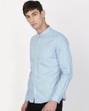 Basic Sky Blue Casual Shirt With Button Down Collar For Men 15/5 collar - YNG Empire