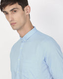 Basic Sky Blue Casual Shirt With Button Down Collar For Men 15/5 collar - YNG Empire
