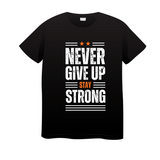 Never Give-up Half Sleeves Black T-shirt