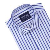 Sapphire Blue Stripe White Formal Shirt For Men. - YNG Empire
