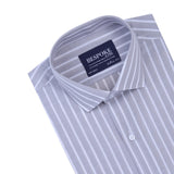 Steel Grey White Stripe Formal Shirt For Men. - YNG Empire