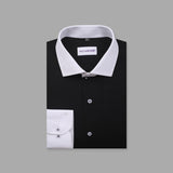 Black With White Collar Formal Shirt For Men 15/5 collar - YNG Empire