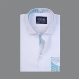 White Casual Shirt With Floral Detailings - YNG Empire