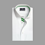 Premium White With Green Detailing Formal Shirt For Men