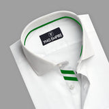 Premium White With Green Detailing Formal Shirt For Men - YNG Empire