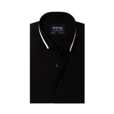 Premium Black Formal Shirt With White Sports Details In Collar For Men - YNG Empire