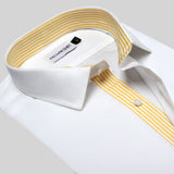 Premium White Formal Shirt with Yellow Striped Details 16/5 collar - YNG Empire