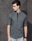 Grey Casual Shirt With Contrast For Men