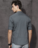 Grey Casual Shirt With Contrast For Men - YNG Empire