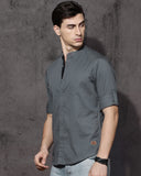 Grey Casual Shirt With Contrast For Men - YNG Empire