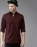 Maroon Casual Shirt For Men With Pocket