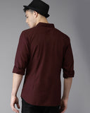Maroon Casual Shirt For Men With Pocket - YNG Empire