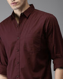 Maroon Casual Shirt For Men With Pocket - YNG Empire