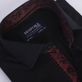 Black Formal Shirt With Collar Detailing For Men - YNG Empire