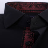 Black Formal Shirt With Collar Detailing For Men - YNG Empire