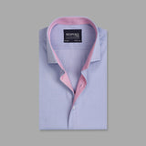Lilac Formal Shirt With Pink Collar Detailing For Men