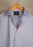 Lilac Formal Shirt With Pink Collar Detailing For Men - YNG Empire