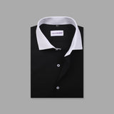 Black With White Coller Formal Shirt For Men - YNG Empire