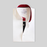 Premium White With Red And Navy Blue Sports Detail Formal Shirt For Men - YNG Empire