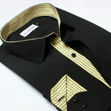 Black Premium Formal Shirt with lime Yellow Details - YNG Empire