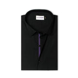 Black Premium Formal Shirt with Purple stripe Details - YNG Empire