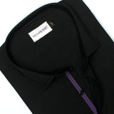 Black Premium Formal Shirt with Purple stripe Details - YNG Empire