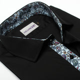 Black Premium Formal Shirt with floral design Details - YNG Empire