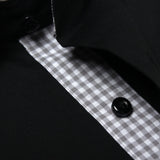 Premium Black Formal Shirt with Black And White Micro Checkered Details - YNG Empire