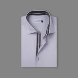 Steel Gray With Dark Gray Sports Detail in Collar Premium Formal Shirt 15.5 collar