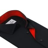 Black Premium Cotton Formal Shirt With Orange Inlay - YNG Empire