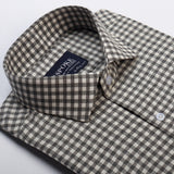 Gingham Checkered Grey Semi Formal Shirt For Men