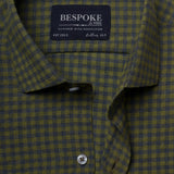 Gingham Checkered Army Green Semi Formal Shirts For Men