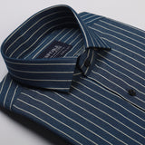 Denim Blue Stripes Formal Shirts For Men