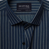 Denim Blue Stripes Formal Shirts For Men