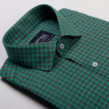 Gingham Checkered Shamrock Semi Formal Shirts For Men