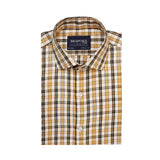 Club Checkered Beige Semi Formal Shirt For Men