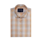 Tartan Checkered Peach Semi Formal Shirt For Men