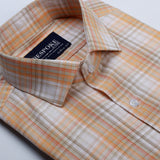 Tartan Checkered Peach Semi Formal Shirt For Men