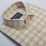 Windowpane Checkered Lime Semi Formal Shirt For Men