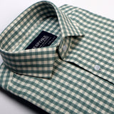 Gingham Checkered Moss Semi Formal Shirt For Men