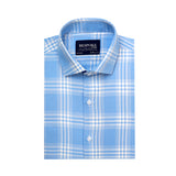 Sky Blue Tartan Checkered Semi Formal Shirt For Men