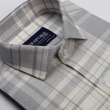 Offwhite with Black Plaid Check Formal Shirt For Men