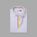 White With Yellow Sport Detail Formal Shirt For Men - YNG Empire