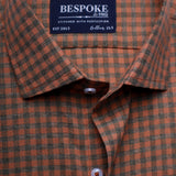 Gingham Plaid Brown Semi Formal Shirts For Men