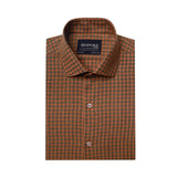 Gingham Plaid Brown Semi Formal Shirts For Men