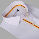 White With Yellow Sport Detail Formal Shirt For Men - YNG Empire