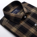 Traditional Tartan Checkered Black Semi Formal Shirts For Men