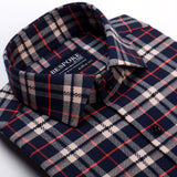 Navy Blue Plaid checkered Semi Formal Shirt For Men