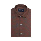 Mini Checkered Brown Semi Formal Shirt For Men